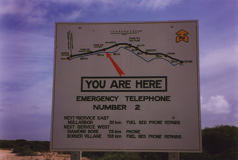 A sign showing the location of emergency telephones