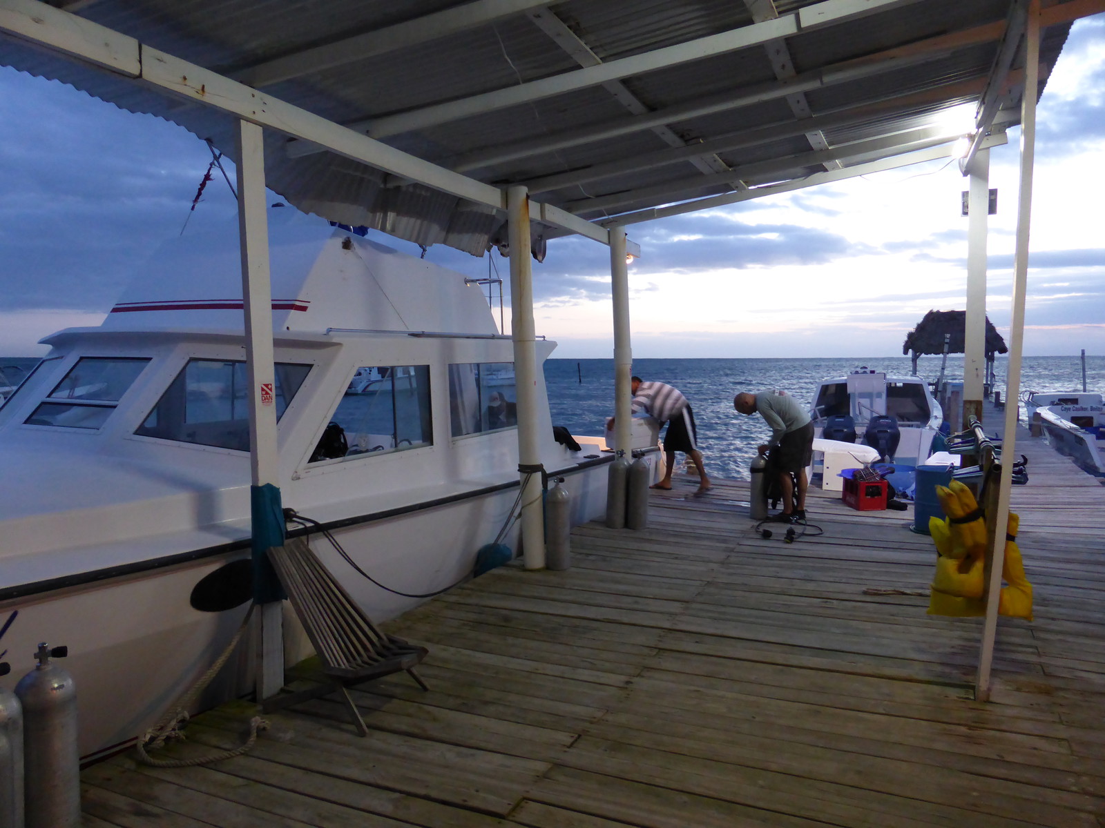 Getting the dive boat ready for a 6am start for the Blue Hole