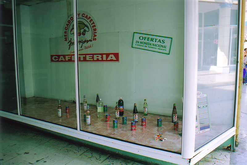 A window display in a Cuban peso shop