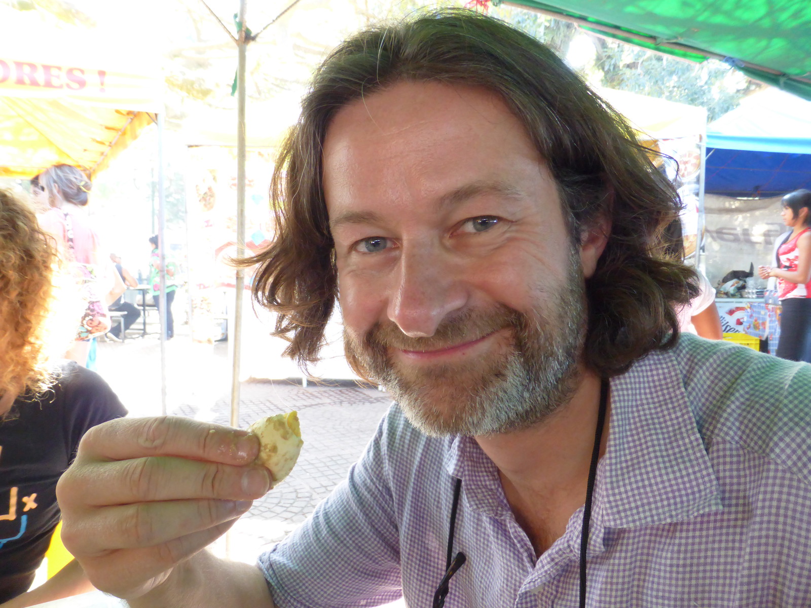 Mark about to eat his first iguana egg