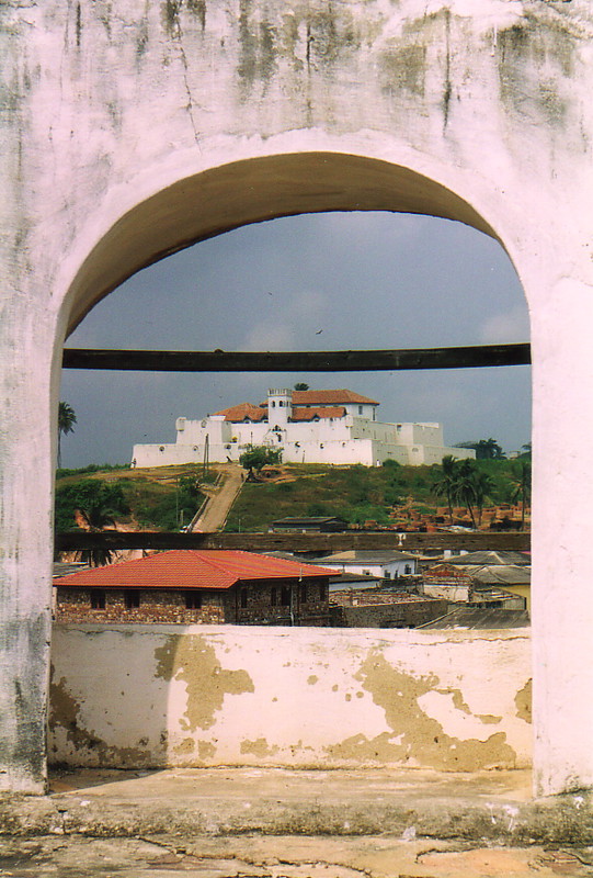 Fort St Jago seen through an arch in St George's Castle