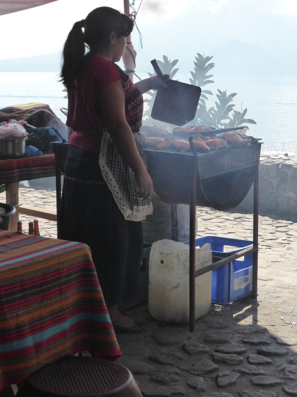 A street food stall in Panajachel