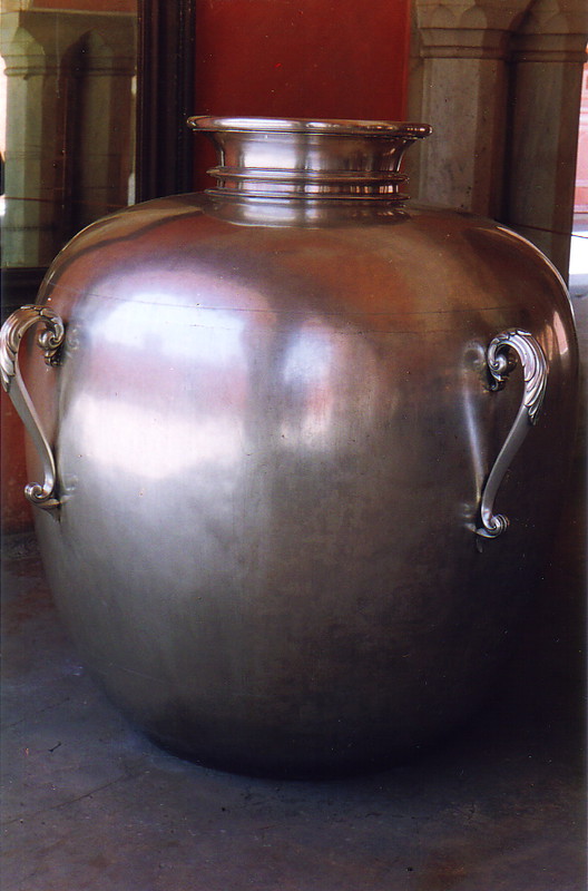 A huge silver container in Jaipur City Palace