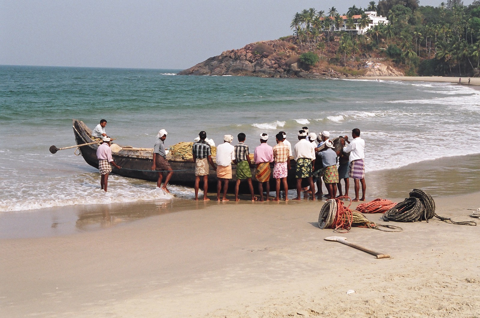 Fishermen getting ready to launch the boat