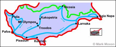 Map of southern Cyprus