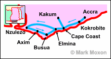 Map of the south coast of Ghana