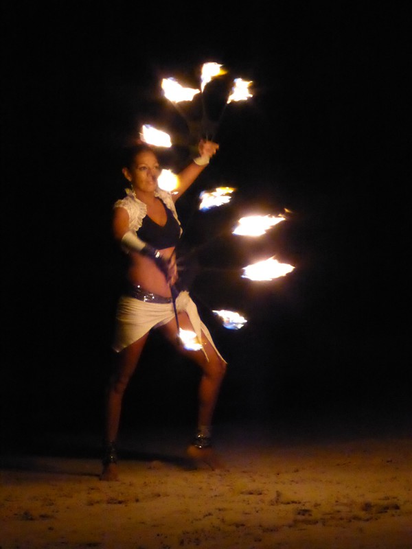 Fire juggling on the beach at Fusion