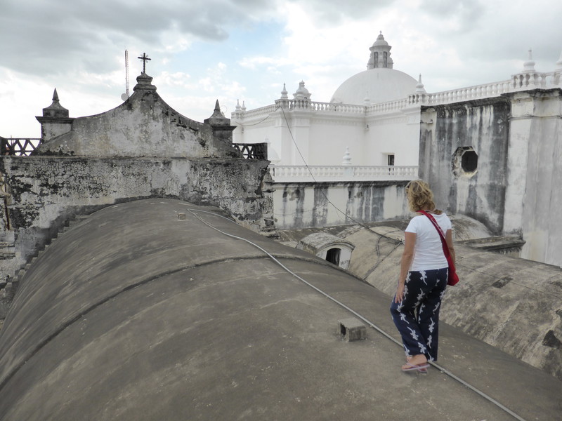 Peta walking back from the tower on the cathedral roof