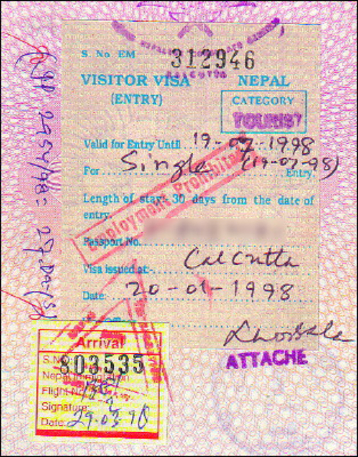 Nepalese 30 day Visa A Picture Nepal Travel Writing