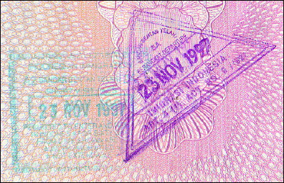 Indonesian entry and exit stamps